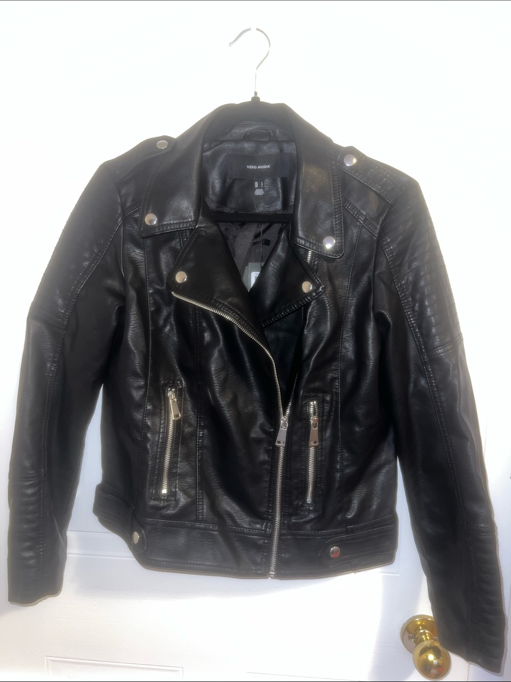 Vero Moda Black Fake Leather Coated Short Jacket